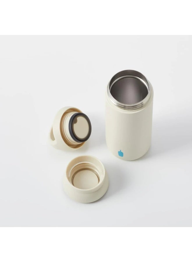 بلو بتل كوفي كوب سفر معزول بتفريغ الهواء من بلو بوتل كوفي × مير - زجاجة ماء مانعة للتسرب سعة 12 أونصة مع مقبض حمل - مصنوع من الفولاذ المقاوم للصدأ عالي الجودة - تصميم أبيض بسيط - Image 3